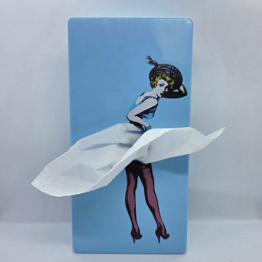 Vintage Style Pin Up Girl Tissue‎ Box Cover Blue Wall Mount Retro Kitsch Decor